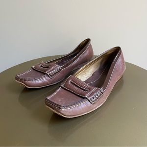 Cole Haan Brown Leather Square Toe Penny Loafers Womens Size 7.5